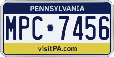 PA license plate MPC7456
