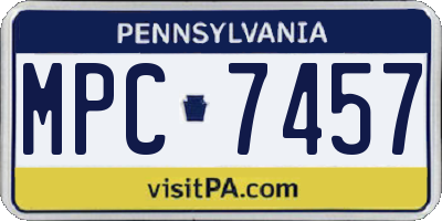 PA license plate MPC7457
