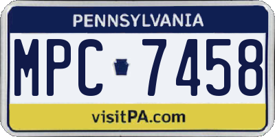 PA license plate MPC7458