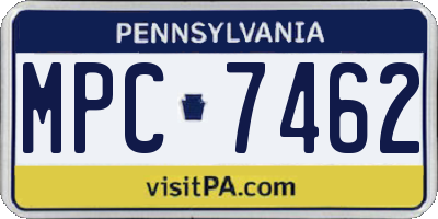 PA license plate MPC7462