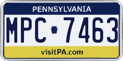 PA license plate MPC7463
