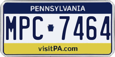 PA license plate MPC7464