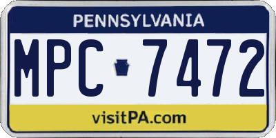 PA license plate MPC7472
