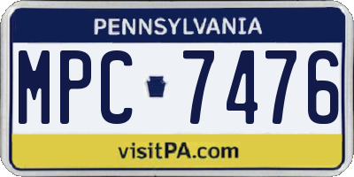 PA license plate MPC7476