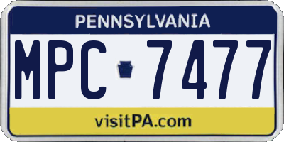 PA license plate MPC7477