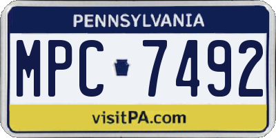 PA license plate MPC7492