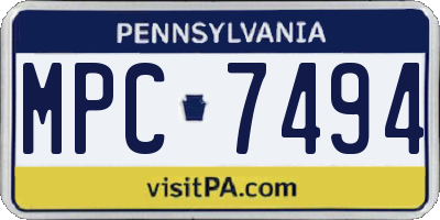 PA license plate MPC7494