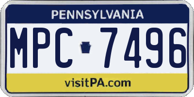 PA license plate MPC7496