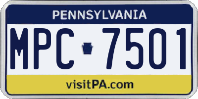 PA license plate MPC7501
