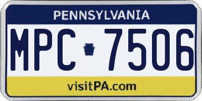 PA license plate MPC7506