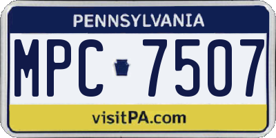 PA license plate MPC7507