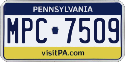 PA license plate MPC7509