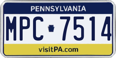 PA license plate MPC7514