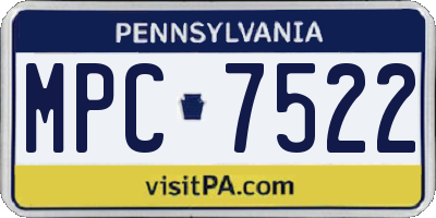 PA license plate MPC7522