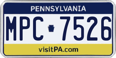 PA license plate MPC7526
