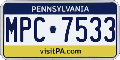 PA license plate MPC7533
