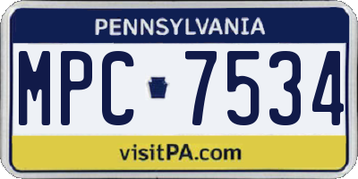 PA license plate MPC7534
