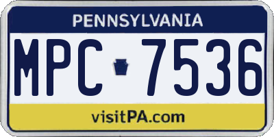 PA license plate MPC7536