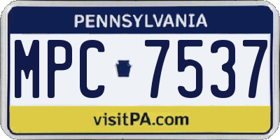 PA license plate MPC7537