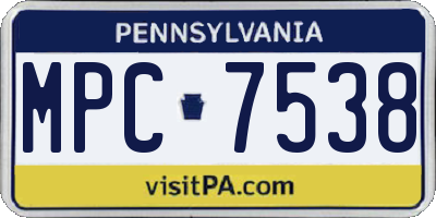 PA license plate MPC7538
