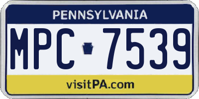 PA license plate MPC7539