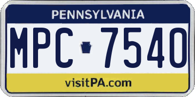 PA license plate MPC7540