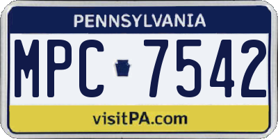 PA license plate MPC7542