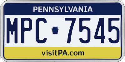 PA license plate MPC7545