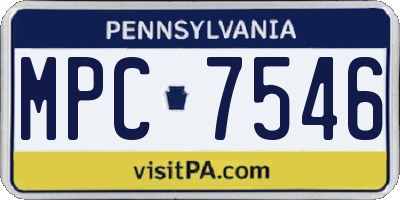 PA license plate MPC7546