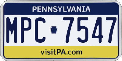 PA license plate MPC7547