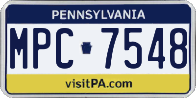 PA license plate MPC7548