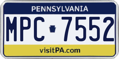 PA license plate MPC7552