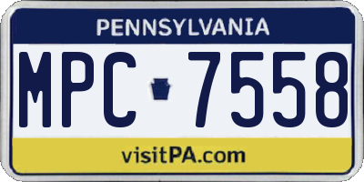 PA license plate MPC7558