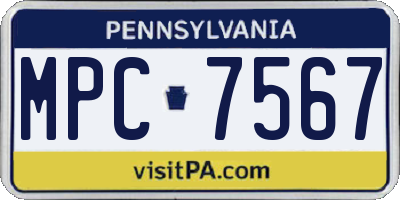 PA license plate MPC7567