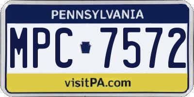 PA license plate MPC7572