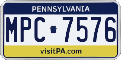 PA license plate MPC7576