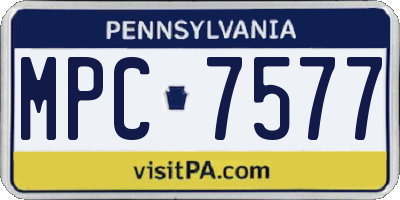 PA license plate MPC7577