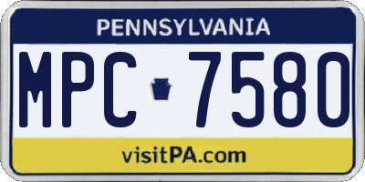 PA license plate MPC7580