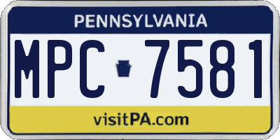 PA license plate MPC7581