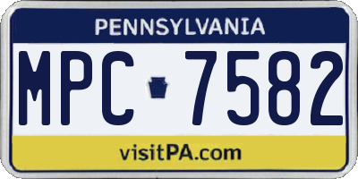 PA license plate MPC7582