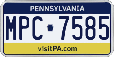 PA license plate MPC7585
