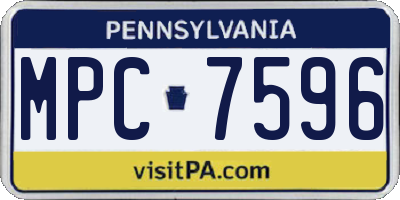 PA license plate MPC7596