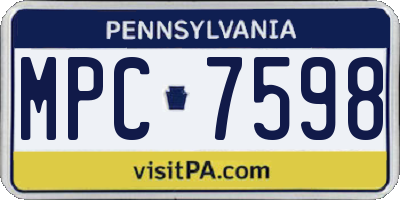PA license plate MPC7598