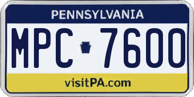 PA license plate MPC7600