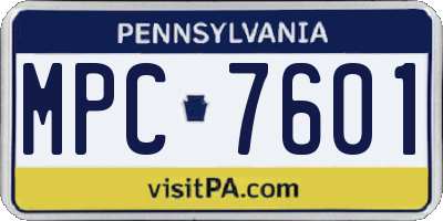 PA license plate MPC7601