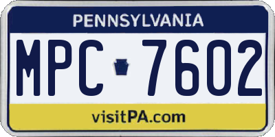 PA license plate MPC7602