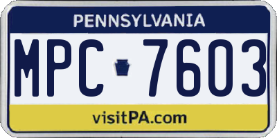 PA license plate MPC7603
