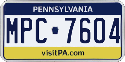 PA license plate MPC7604