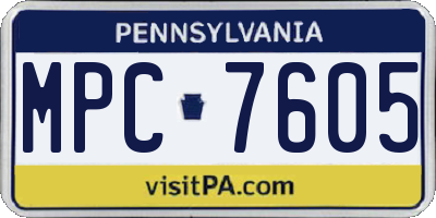 PA license plate MPC7605