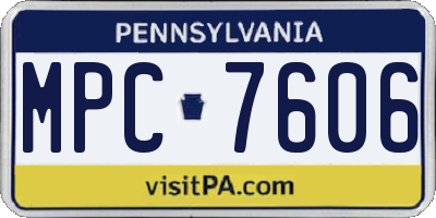 PA license plate MPC7606